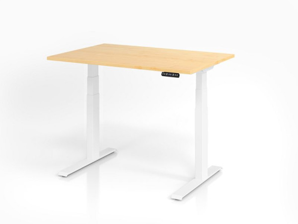 Bureau Hammerbacher XDKB12, 120 x 80 cm, plateau : érable, épaisseur 25 mm, chant épais en ABS, forme rectangulaire, blanc, VXDKB12/3/W
