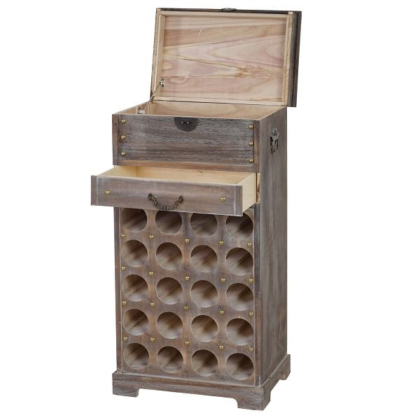 Casier à vin Mendler Lucan T323, casier à bouteilles pour 20 bouteilles, 94x48x31cm, aspect shabby, vintage, marron, 37464