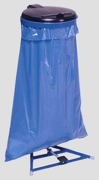 Support sac poubelle VAR avec pédale, couvercle plastique noir, bleu gentiane, 10205