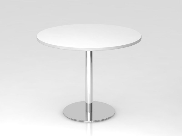 Table de réunion Hammerbacher 100cm ronde blanc/chrome, structure chromée, VSTF10/W/C