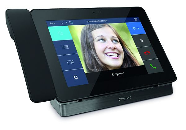 Téléphone vidéo tactile TCS IP Carus TAVOLA pour communication de porte SIP, appareil de bureau noir, CAI3000-IP-0156