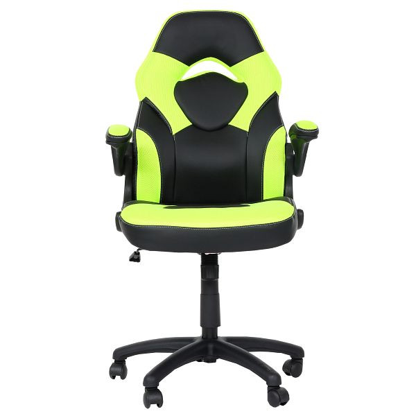 Chaise de bureau Mendler HWC-K13, chaise de jeu pivotante, accoudoirs ergonomiques et réglables, similicuir, noir-vert, 87586