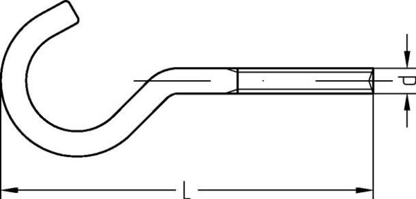 Crochet à vis Dresselhaus, courbe type 11, avec filetage métrique, galvanisé, dimensions: M 4 x 50, VE: 100 pièces, 0219300100400050000001
