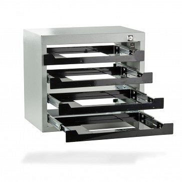 Coffre-fort ADB pour valises à outils, dimensions : 400x260x355mm (LxPxH), couleur du corps : 7035, couleur de la façade : 9005, 88503