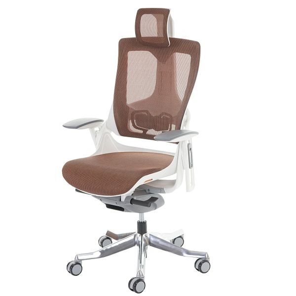 Chaise de bureau Mendler MERRYFAIR Wau 2, chaise de bureau, chaise pivotante, rembourrage/maille, ergonomique, mandarine, 44381