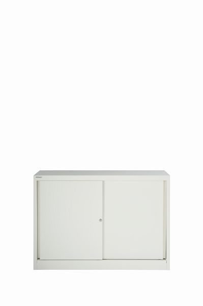 Armoire à portes coulissantes Bisley ECO, 1 étagère, 2 OH, blanc signalisation, SD12081S696
