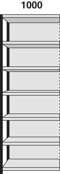 Kerkmann étagère champ Stora 100, L 1000 x P 600 x H 2600 mm, argent/gris clair, 51260414