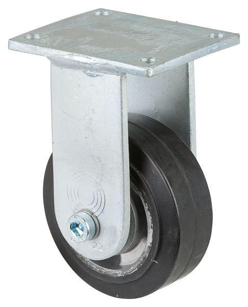 Roulette robuste BS Wheels, roulette fixe, largeur de roue 40 mm, Ø roue 100 mm, capacité de charge 150 kg, bandages élastiques noirs, aluminium, roulements à billes, RR110.B80.100