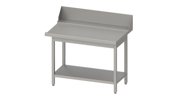Table d'évacuation Stalgast "Pro", guide panier avec pente, base 1600x750x880mm, fixation côté droit, dosseret : 200mm, panneau vasque, soudé, VAL16714RA