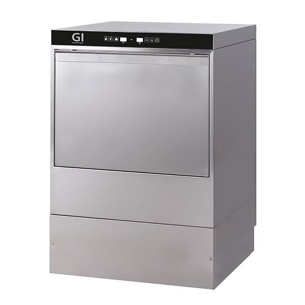 Lave-vaisselle Gastro-Inox avec pompe, distributeur de savon et réservoir de rupture, 50x50cm, 230V, numérique, acier inoxydable AISI 304, 400.105
