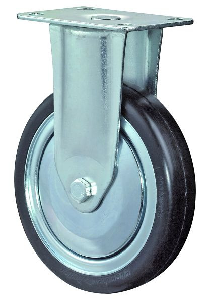 Roulettes BS Roulette pour appareils lourds, largeur 32 mm, Ø125 mm, 100 kg, caoutchouc gris, conducteur d'électricité, corps de roue en plastique, roulements à billes, platine, C110.A89.125