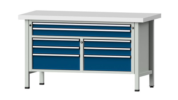 Établis ANKE Établi en caisson, modèle 259 V, 1500 x 700 x 850 mm, RAL 7035/5010, KSP 50 mm, 304.150