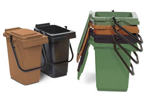 Seau de pré-tri DENIOS en polyéthylène (PE), avec poignée de transport en plastique, 25 l, gris, 116-231