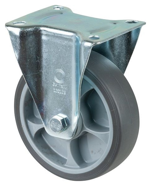 Rouleau de transport BS rollers, rouleau fixe, largeur 45 mm, Ø160 mm, jusqu'à 200 kg, plastique, roulement à rouleaux, plaque, lot de 2, L410.B44.161