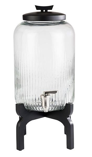 Distributeur de boissons APS -ASIA-, Ø 24,5 cm, hauteur : 45,5 cm, 7 litres, récipient en verre, robinet, fond et couvercle en acier inoxydable, 10403