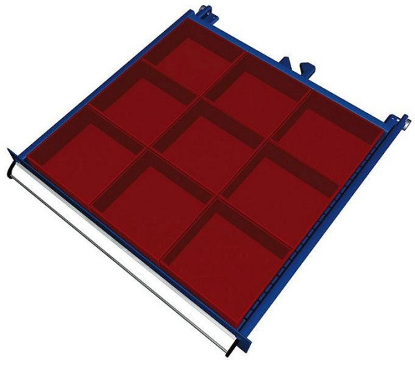 Kit de matériel de séparation KLW pour tiroirs à partir d'une hauteur de compartiment 50 mm (hauteur de caisse 26 mm) dans une armoire SEA, taille d'armoire 572 x 605 mm L x P, SEA-B10-026