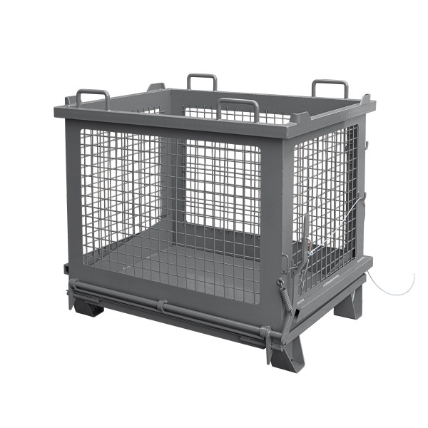 Conteneur grillagé industriel Eichinger avec rabat inférieur déverrouillable, 500 kg, 1000 litres, gris anthracite, 20371200000096