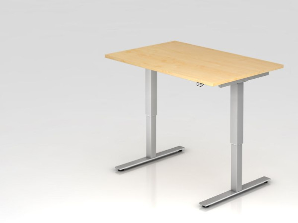 Bureau assis-debout électrique Hammerbacher 120x80cm érable, hauteur de travail 73 - 119 cm, VXMST12/3/S