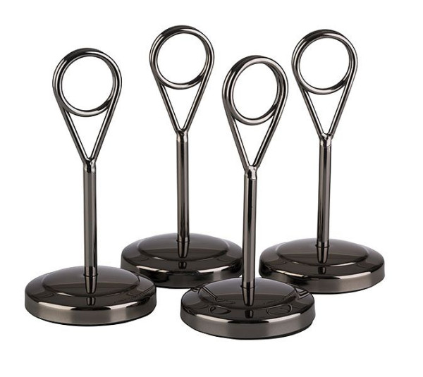 Porte-cartes APS, lot de 4, Ø 5 cm, hauteur : 10,5 cm, inox, bronze, comprenant 20 cartes étiquette noire, 71512