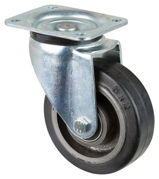 Roulette robuste BS Wheels, largeur de roue 50 mm, Ø roue 150 mm, capacité de charge 350 kg, bandages élastiques noirs, corps de roue coulé, roulements à billes, L600.B81.150