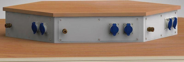 Fixation énergétique KLW à 6 angles pour longueur de poste de travail 1350 mm, avec plaque de recouvrement en hêtre multiplex, 6E-EAB-K135-002