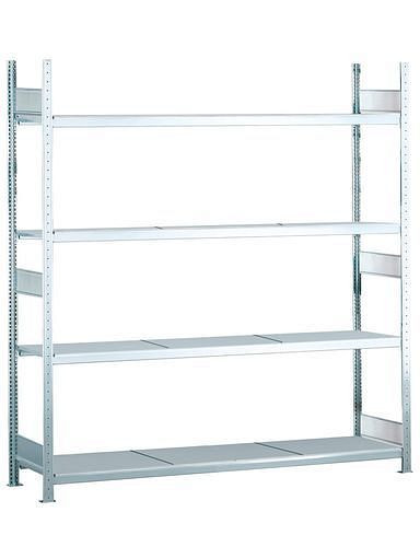 Rayonnage grande portée Schulte avec tablettes en acier, champ de base, 4 niveaux de rangement, largeur des compartiments 2500 mm, 2560 x 636 x 2500 mm, 278912