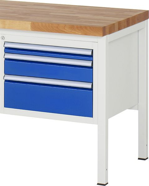 Conteneur à sous-structure RAU série 7000, L580 x P650 x H440 mm, 3 x dimensions de tiroirs L 1xH60, 1xH120, 1xH180 mm, ouvert en haut, 03-L2.1A.11