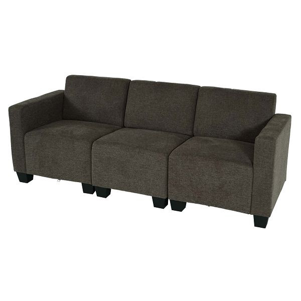 Mendler Canapé modulaire 3 places Couch Lyon, tissu/textile, marron, 75615+75616+75617