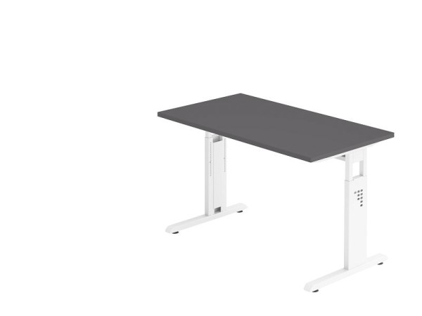 Bureau Hammerbacher pied C 120x67cm graphite/blanc, épaisseur 25 mm, chant ABS 2 mm. Forme rectangulaire, VOS612/G/W