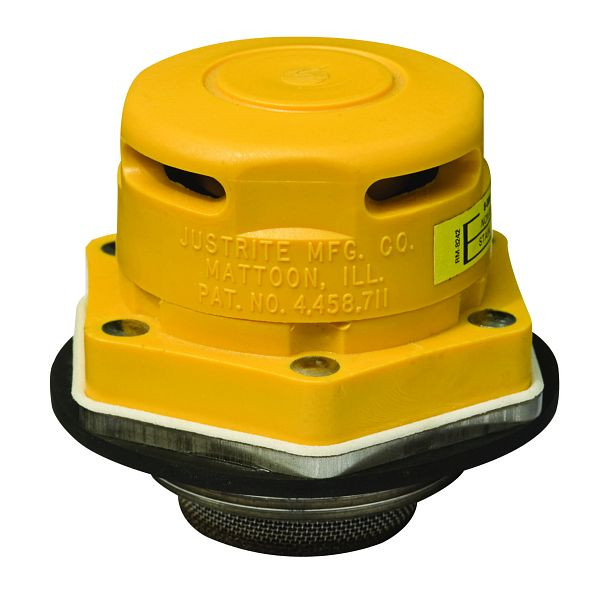 Reniflard de tambour de sécurité Justrite 800, 7,6 cm x 8,6 cm, jaune, pare-flammes en acier plaqué, pour applications à base de pétrole, JDR08005YL
