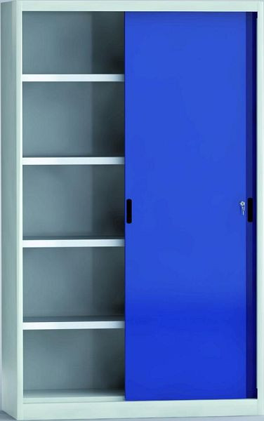Armoire à portes coulissantes KLW, sans cloison centrale, 2000 x 1200 x 525 mm, avec 4 étagères galvanisées réglables, 7SN-QL2000TB-2012XRB