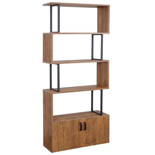 Mendler bibliothèque HWC-A27, étagère de rangement étagère de séparation de pièce étagère de vie, compartiment de rangement avec porte 183x80cm structure 3D aspect chêne sauvage, 60186+60187
