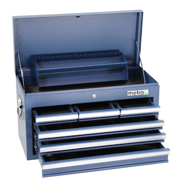 Boîte à outils Metra, accessoire, grande, avec 6 tiroirs, bleue, 10206