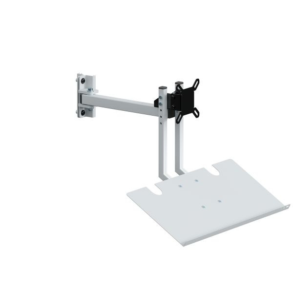 SOFAME bras pivotant avec tablette clavier pour écrans 15-27 pouces, monobloc long L 290 mm, gris clair RAL 7035, W010080316GC