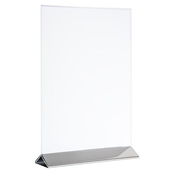 Porte-cartes APS, 2 parties, 10,5 x 7 cm, hauteur : 17 cm, acier inoxydable, acrylique, adapté au format DIN A6, 71521