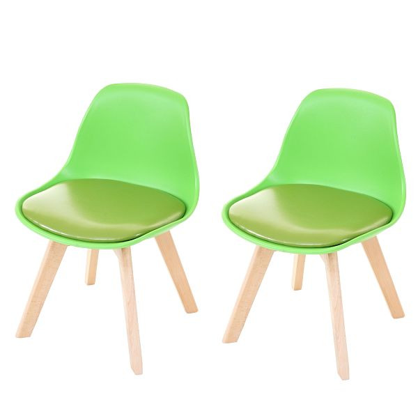 Mendler ensemble de 2 chaises pour enfants HWC-E81, chaise tabouret pour enfants meubles pour enfants chambre d'enfant, 55x38x39cm, simili cuir, vert, 68750