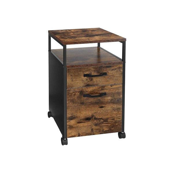 VASAGLE classeur 2 tiroirs, vintage marron-noir, OFC71X