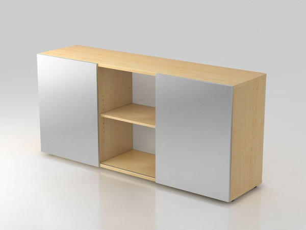 Buffet Hammerbacher 2OH avec portes coulissantes érable/argent, 160x42x74,8 cm (LxPxH), V1780/3/S