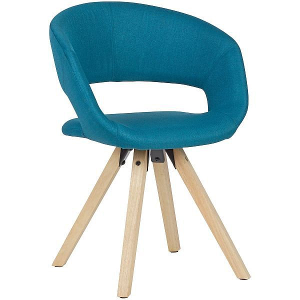 Wohnling chaise de salle à manger tissu pétrole bois massif rétro, WL6.025