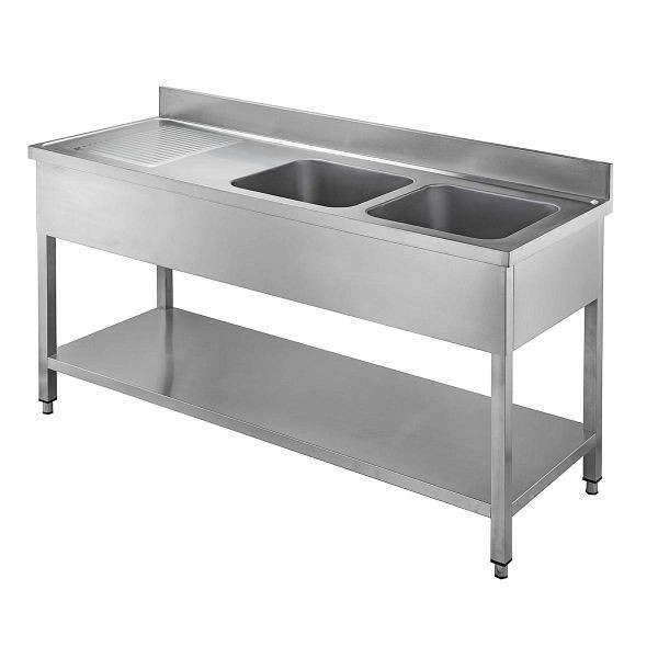Vaiotec TOPLINE évier 600 / 2 vasques à droite + égouttoir L : 1800 mm, 10445