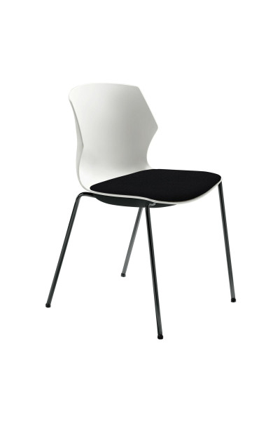 Chaise empilable Mayer Sitzmöbel , structure à 4 pieds anthracite, coque en plastique blanc de haute qualité, hauteur d'assise 48 cm, 2511_17_02_26397