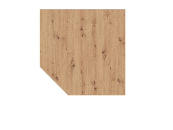 Plaque de liaison Hammerbacher QT12, 120 x 120 cm, plaque : chêne noueux, 25 mm d'épaisseur, forme carrée avec coin biseauté, pied de support argenté, VQT12/R/S