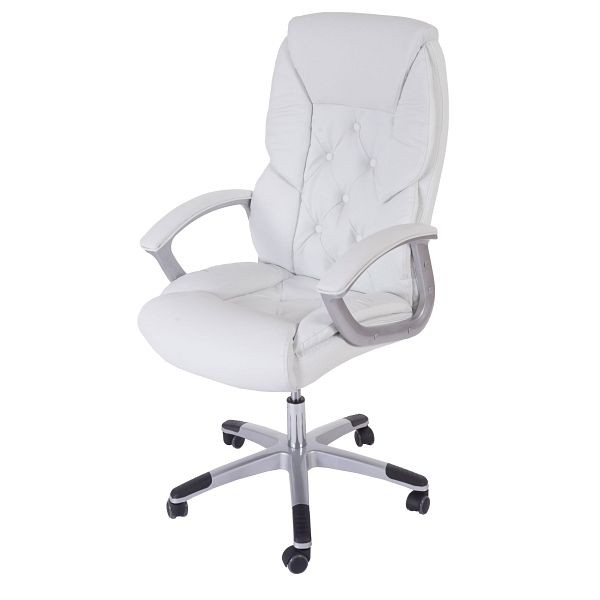 Chaise de bureau professionnelle Mendler L42 XXL, chaise pivotante de direction, capacité de charge de 150 kg similicuir, blanc, 59138