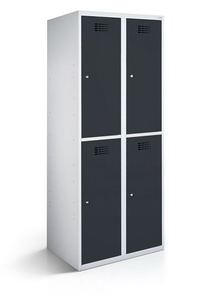 Armoire KEMMLIT avec 2 compartiments et 4 portes 30cm avec fond fermé, gris anthracite 7016, loquet tournant, 100263