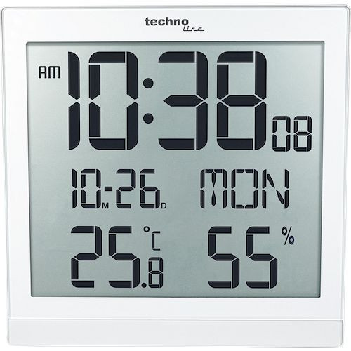 Horloge murale radiocommandée Technoline DCF-77 avec possibilité de réglage manuel, blanc, dimensions (LxHxP): 224 x 224 x 23 mm, WS 8015 blanc