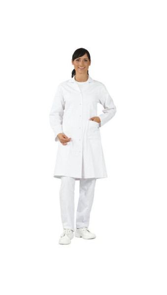 Manteau de travail femme Planam en coton manches longues, blanc pur, taille 38, 1682038