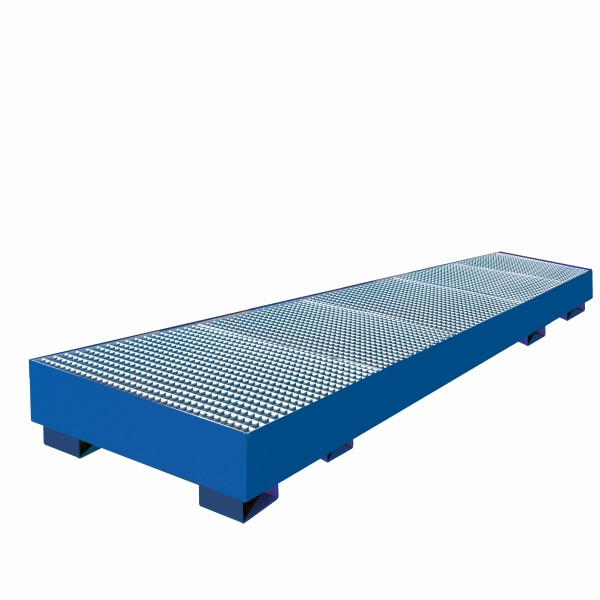 Lèchefrite industrielle Eichinger à parois droites, avec grille 4 x fûts, bleu gentiane, 30120800000097