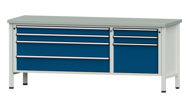 Établis ANKE Établi en caisson, modèle 288 V, 2000 x 700 x 840 mm, RAL 7035/5010, ZBP 40 mm, 304.640