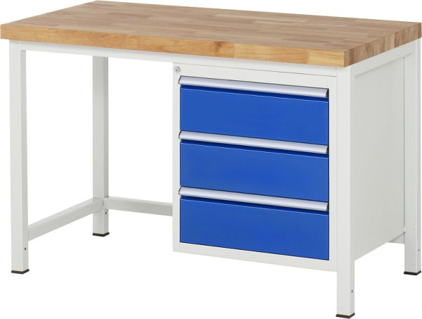 Etabli RAU série 8000 - modèle 8157, L1250 x P700 x H840-1040 mm, base système L1245 x P650 x H800-1000 mm, 03-8157A1-127B4H.11