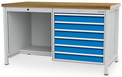 Établi à caisson Bedrunka+Hirth série 1500 R24-24, 6x100 mm, 1500 x 750 x 859 mm, 03.15.030V